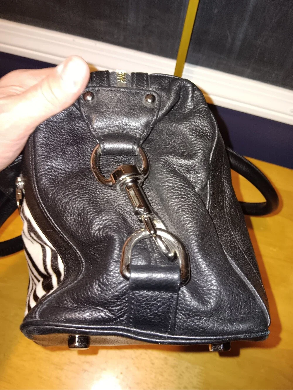 Rebecca Minkoff Black and White Zebra Print Leather Satchel Bag